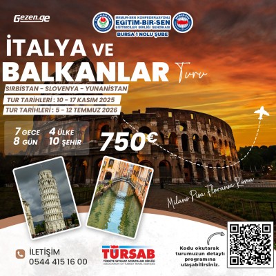 EĞİTİM-BİR-SEN İtalya ve Balkan Turu